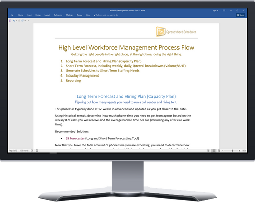 Free article outlining the main process flow within Workforce Management with details around how to do Capacity Planning, Forecasting, and Scheduling.