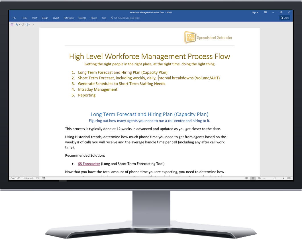Free article outlining the main process flow within Workforce Management with details around how to do Capacity Planning, Forecasting, and Scheduling.